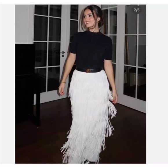 NWT ZARA FRINGED PENCIL SKIRT ZW COLLECTION - Picture 5 of 17